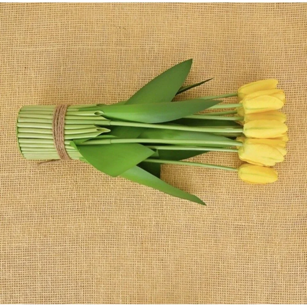 Set of 2 Artificial Yellow Tulip Standing Bunch 14